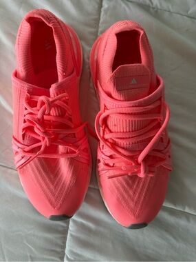 Adidas by Stella McCartney Neon Coral Knit Athletic Sneakers